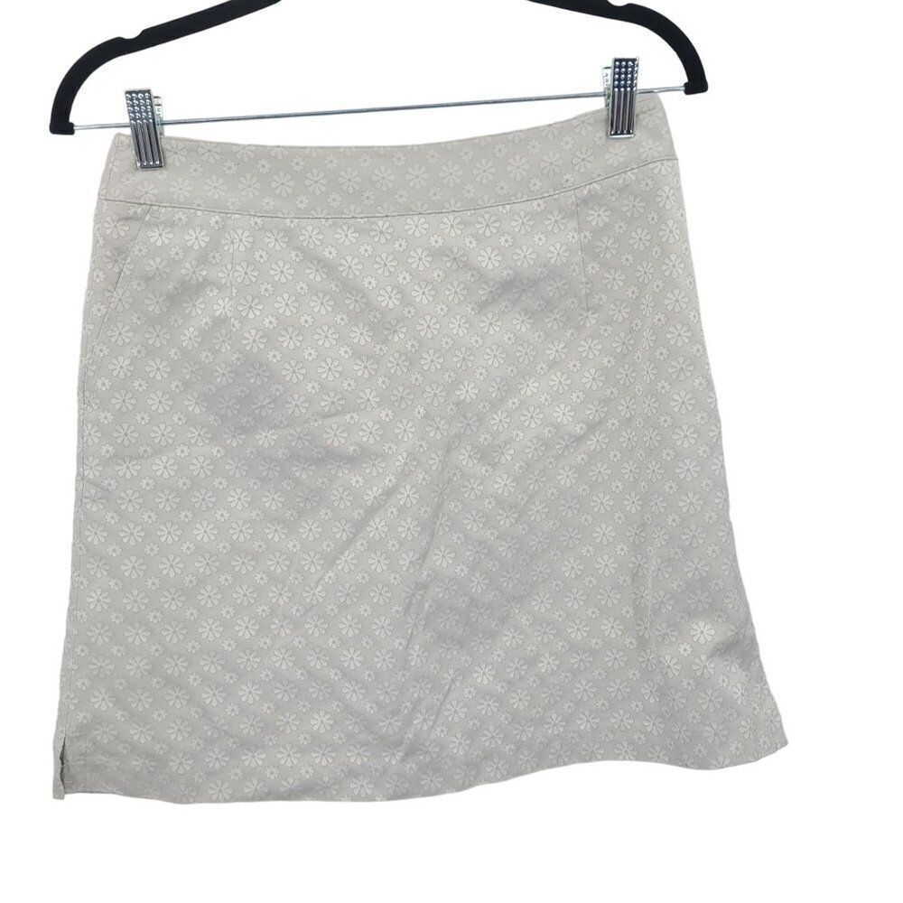 Bugatchi Skirt Skort 4 Silver White Floral Stretch Pockets‎ Athletic Short Lined